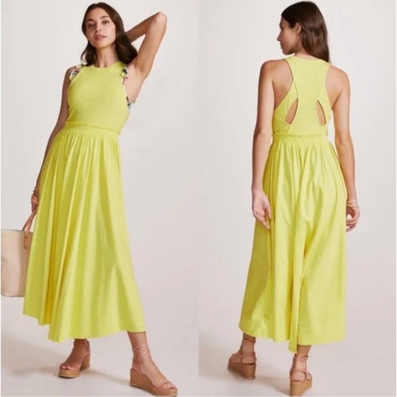 Anthropologie Dresses & Skirts - Anthropologie Daily Practice Jump High Cut Out Maxi Canary Yellow Dress NWT